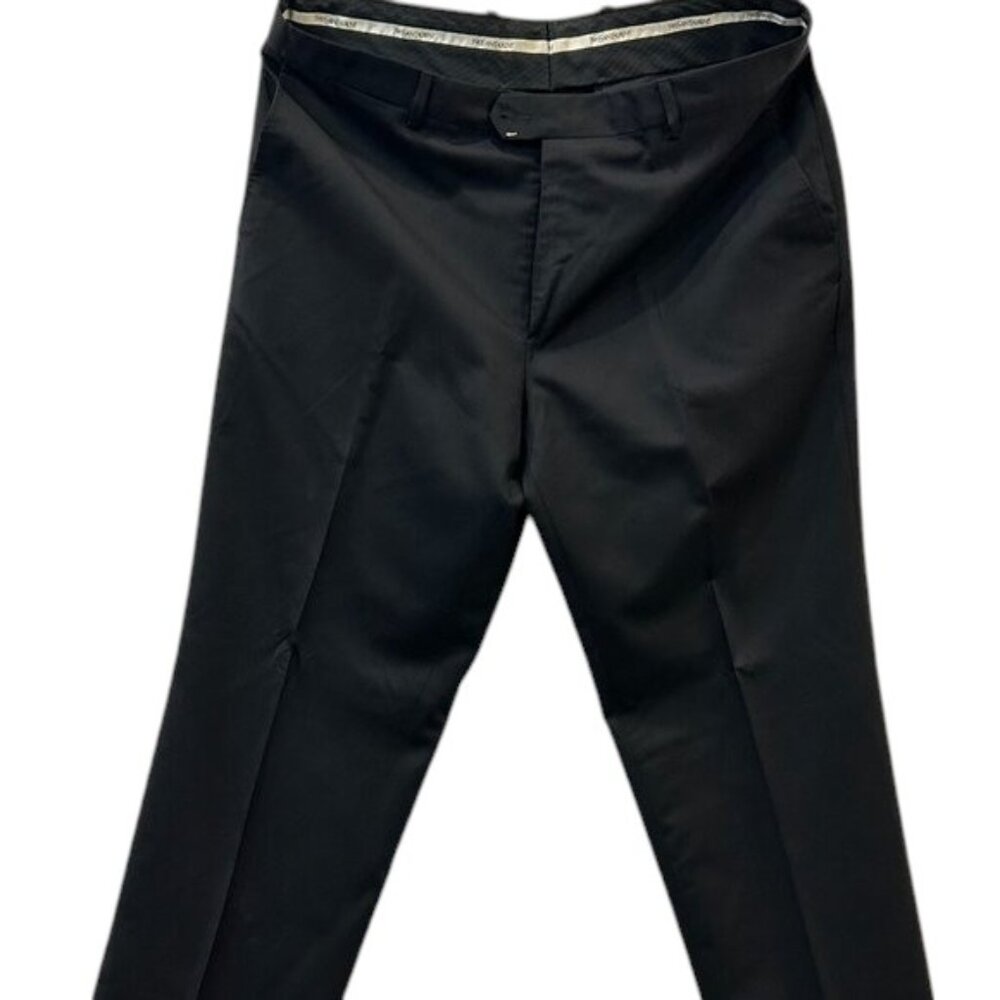 Yves Saint Laurent Dress Pants Mens Black Solid Classic Pleat Front Trousers